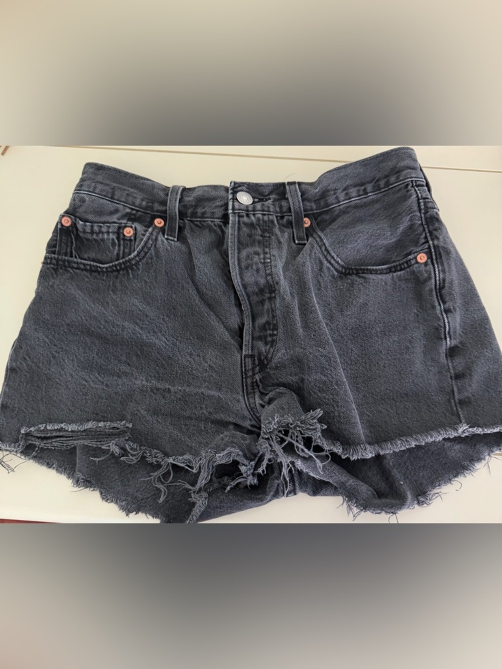 Levi's Black Distressed Cutoff Denim Shorts